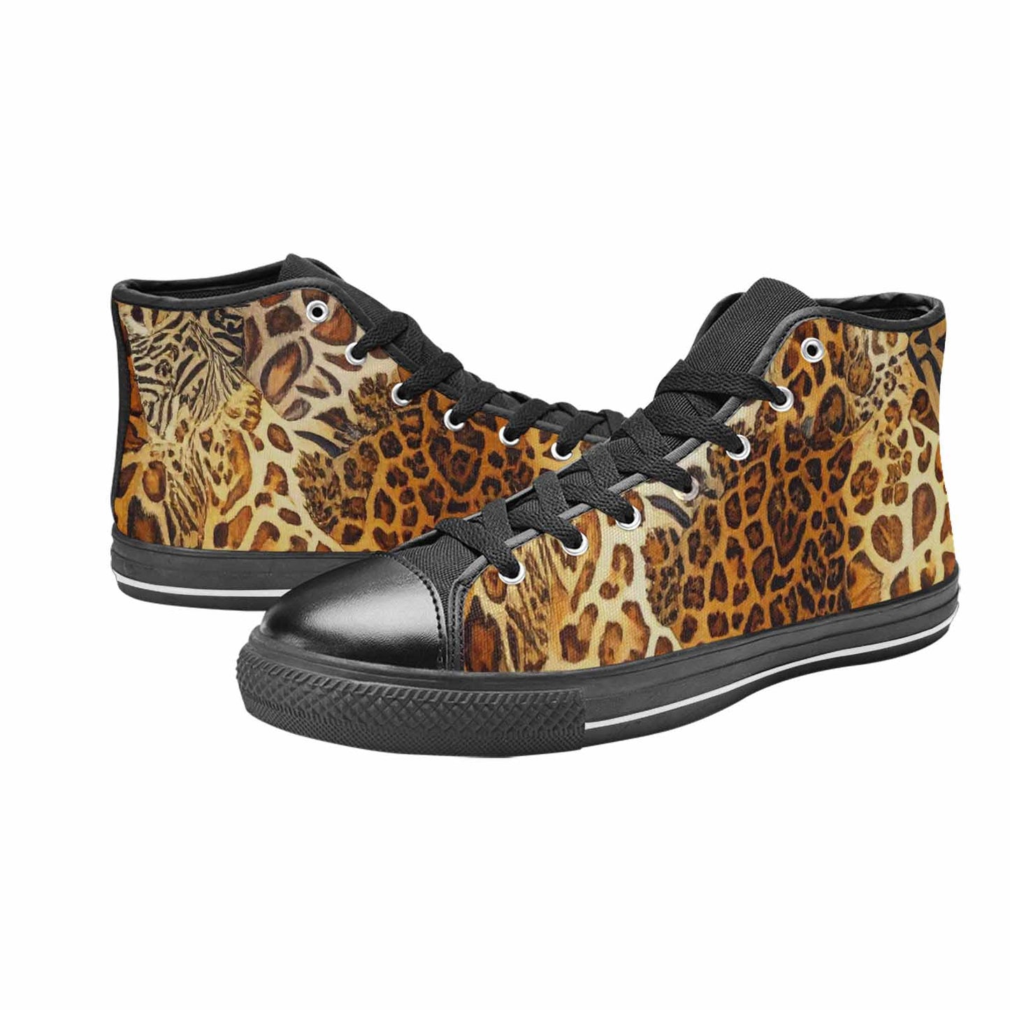WOMEN'S Animal Print High Top Canvas Wallpaper Art Custom Shoes