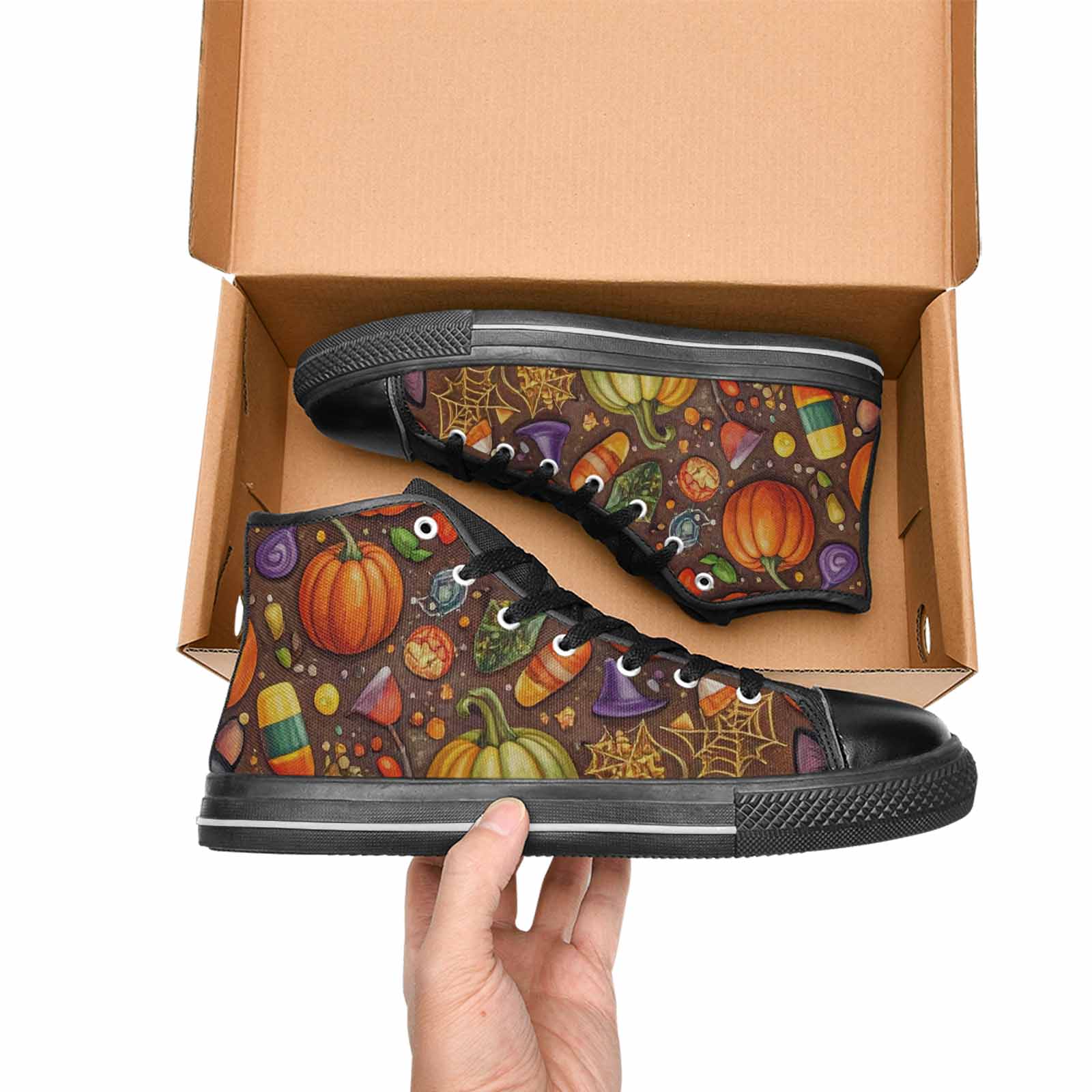 MEN'S Halloween High Top Canvas Vibrant Chaos Custom Sneakers