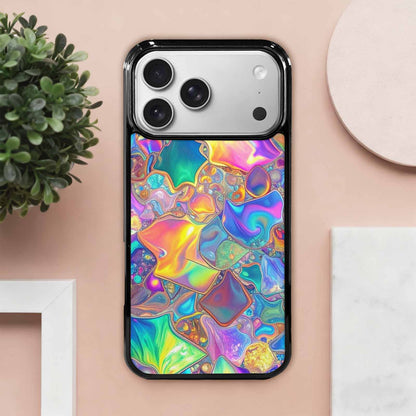 iPhone 17 Pro Max Case — Holographic Iridescent Shimmer Pattern Original Art, Custom Designed Case Cover