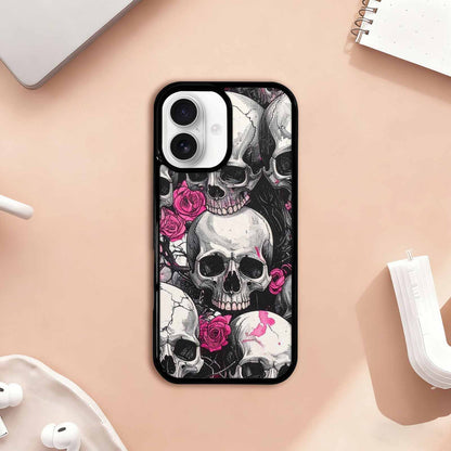 iPhone 17 Case — Black &amp; Pink Ink Gothic Skulls, Custom Phone Case