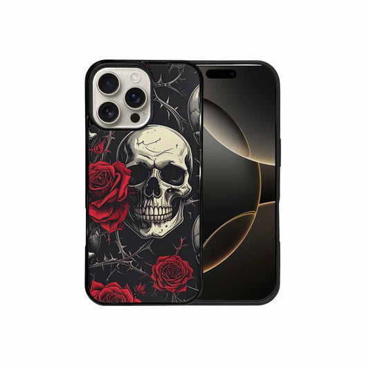 iPhone 16 Pro Max Case — Ornate Gothic Skulls Roses, Custom Art Phone Cover