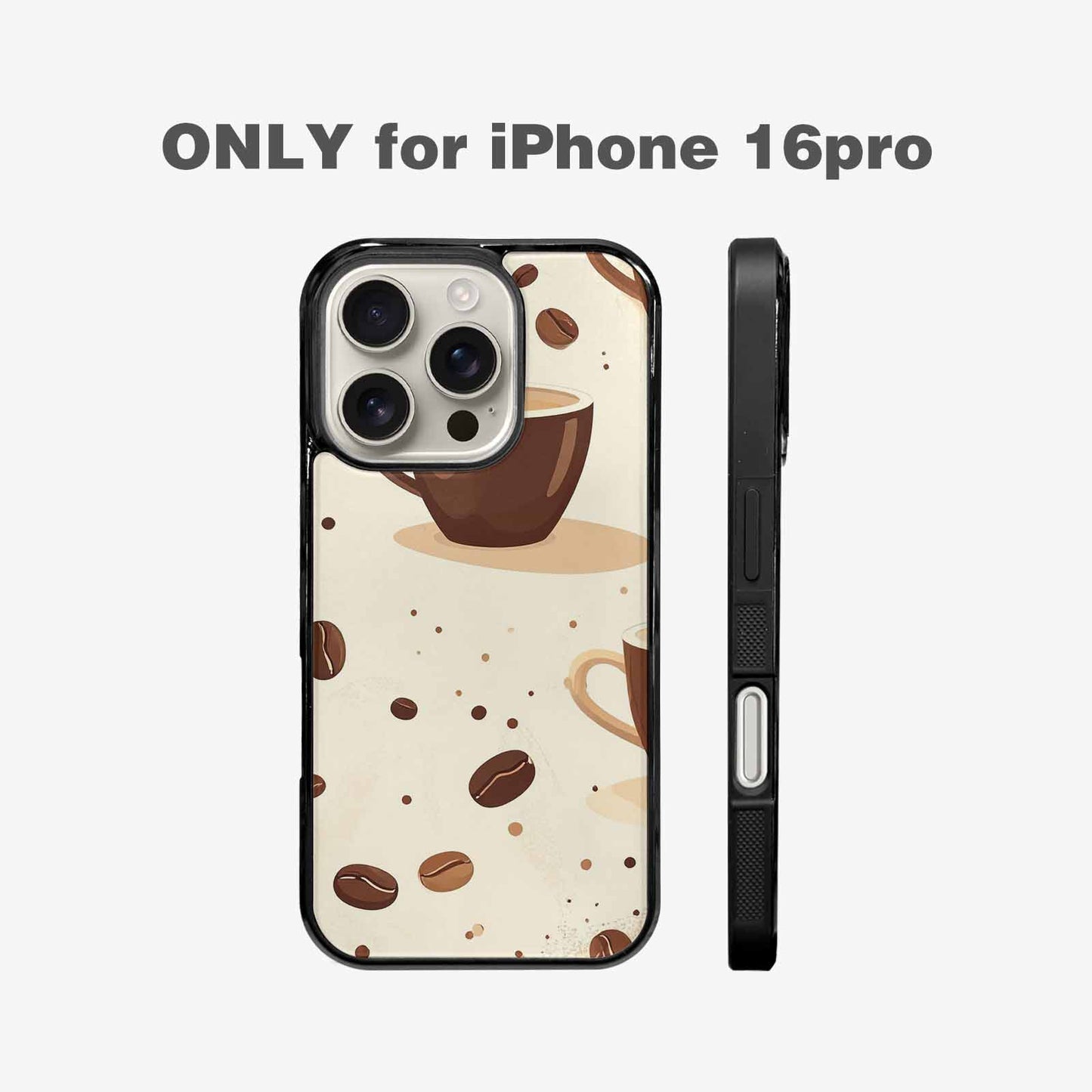 iPhone 16 Pro Case — Coffee Cup And Bean Pattern Seamless, Custom Print Case Cover