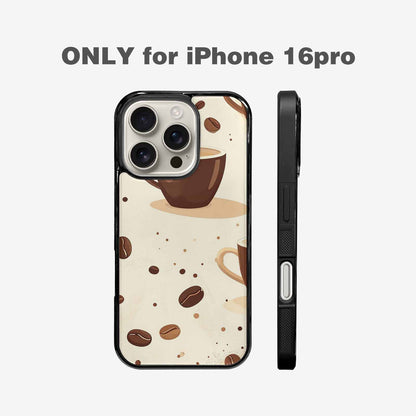 iPhone 16 Pro Case — Coffee Cup And Bean Pattern Seamless, Custom Print Case Cover