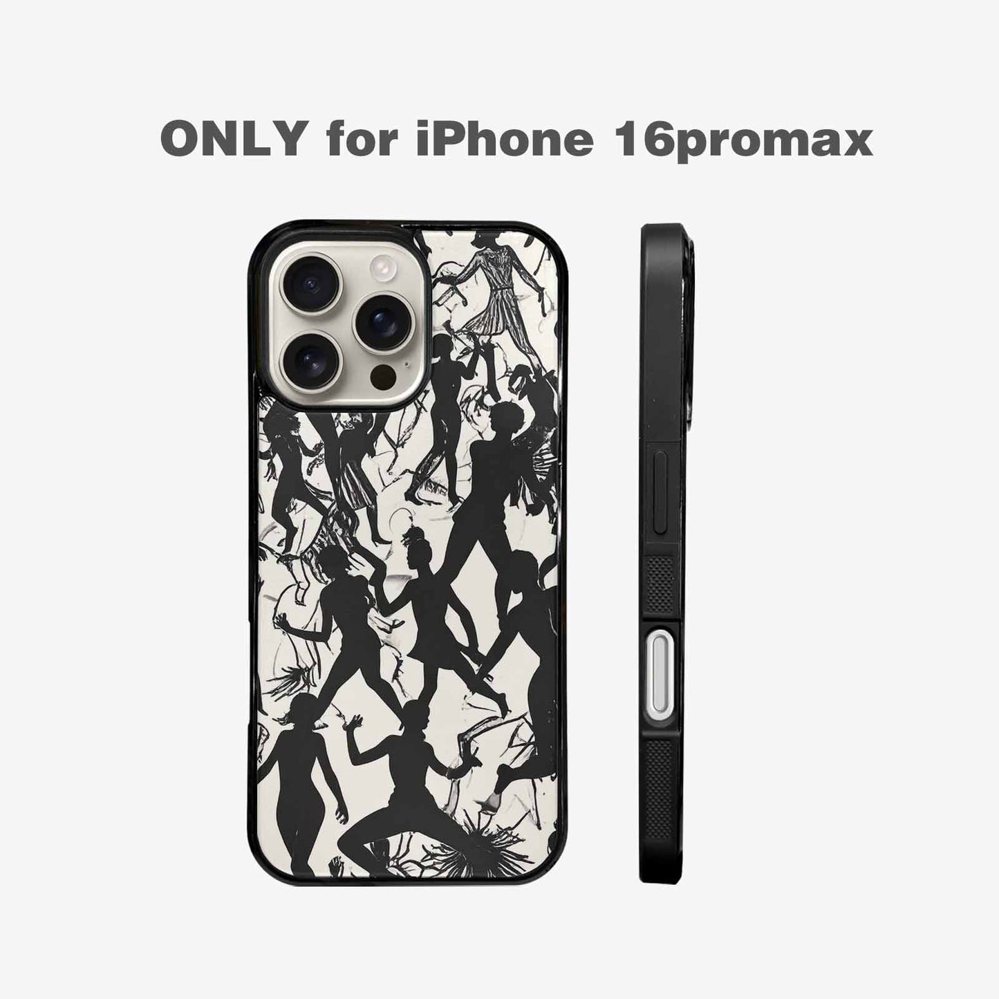 iPhone 16 Pro Max Case — Bold Dancing Figure Line Art Pattern, Custom Made Phone Cover