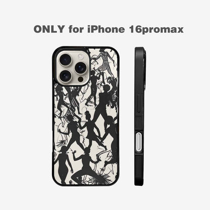 iPhone 16 Pro Max Case — Bold Dancing Figure Line Art Pattern, Custom Made Phone Cover