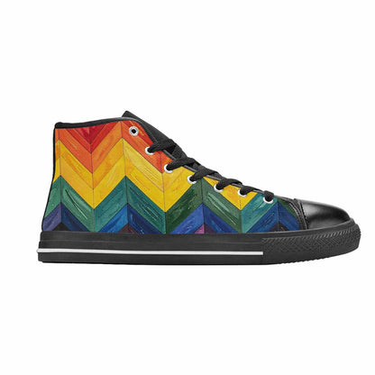 MEN'S Progress Pride Flag High Top Canvas Vibrant Chaos Shoes