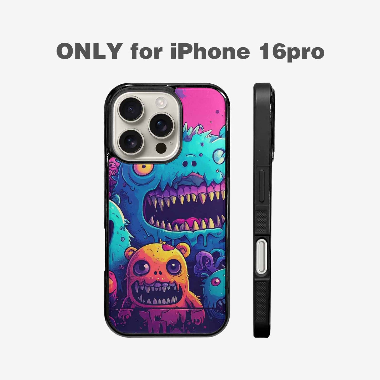iPhone 16 Pro Case — Overlapping Endlessly No Empty Space Monsters, Customized Protective Case