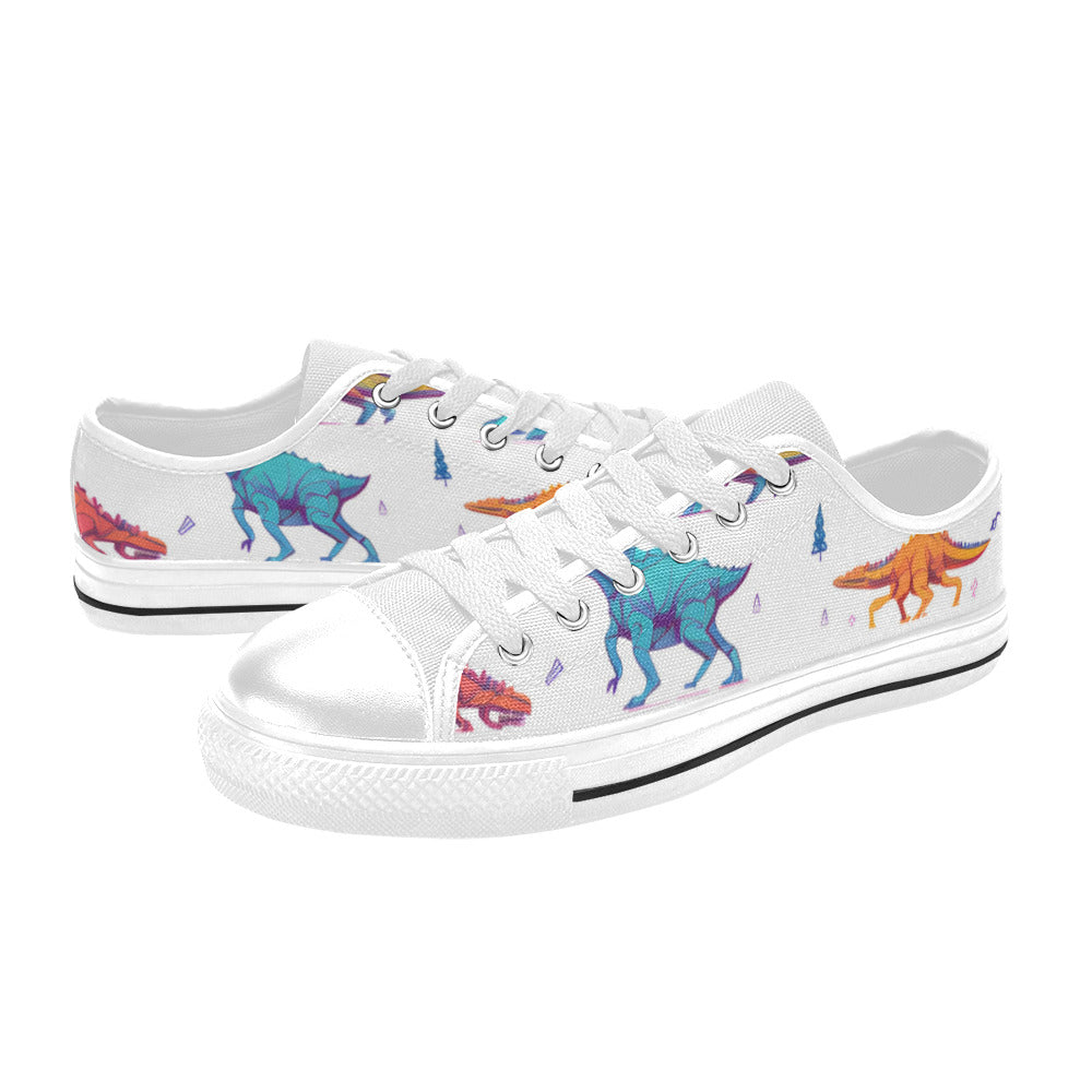 MEN'S Dino Print Art Canvas Vibrant Chaos Custom Shoes