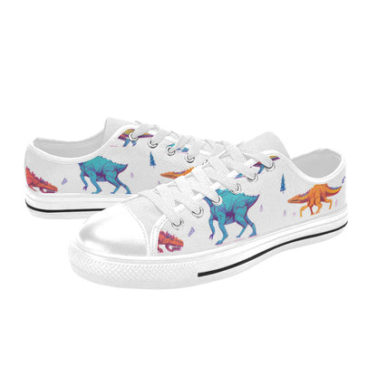 MEN'S Dino Print Art Canvas Vibrant Chaos Custom Shoes