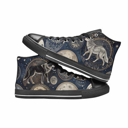 WOMEN'S Wolves Everywhere Collage High Top Canvas Dark Academia Sneakers