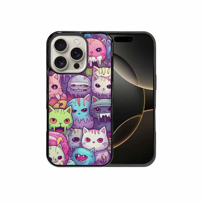 iPhone 16 Pro Case — Pastel Gore Cat Character Pattern Hundreds, Custom Phone Case