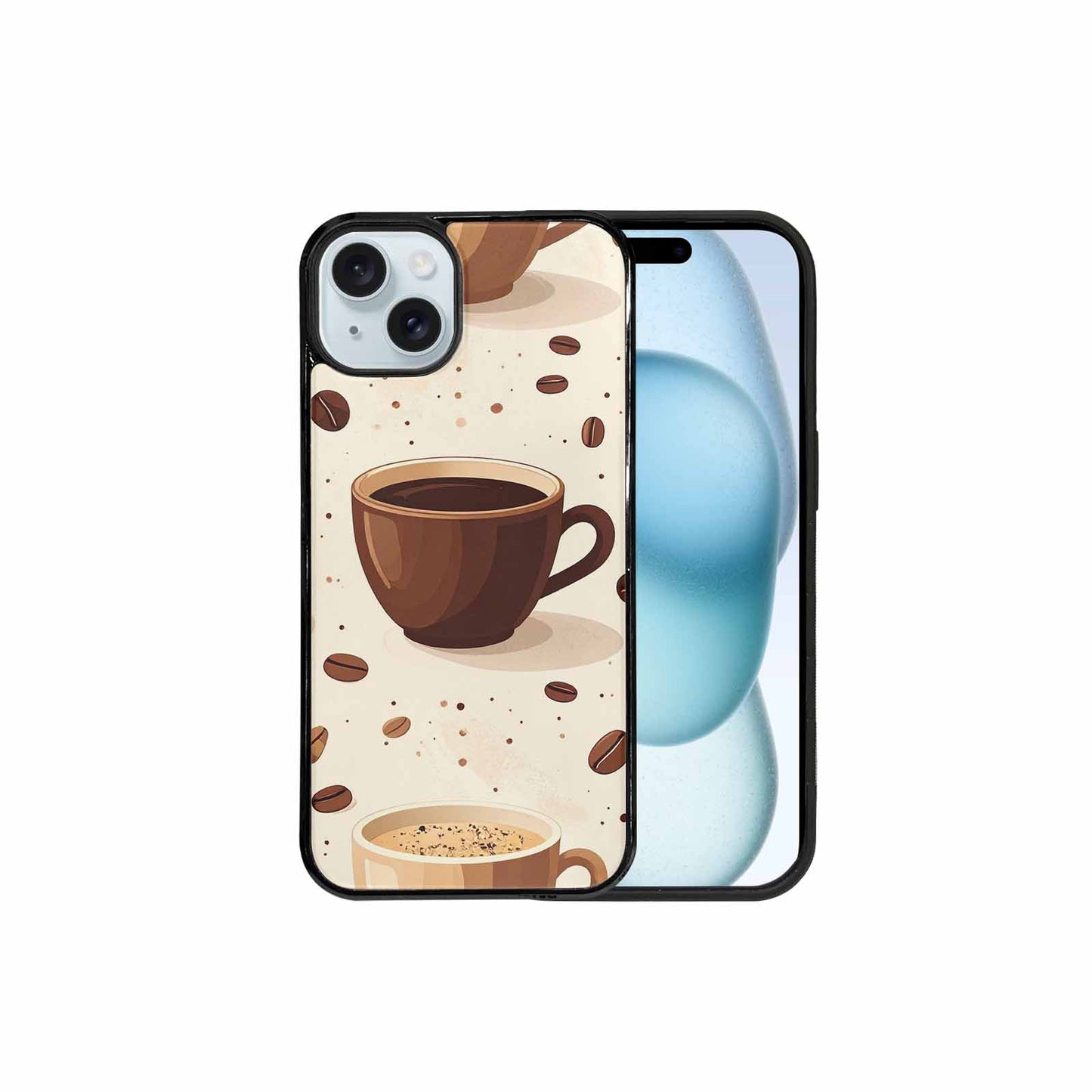 iPhone 15 Plus Case — Coffee Cup And Bean Pattern Seamless, Custom Print Case Cover