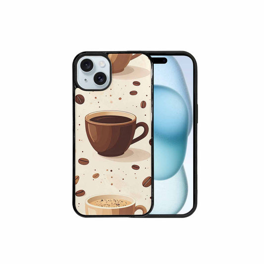 iPhone 15 Plus Case — Coffee Cup And Bean Pattern Seamless, Custom Print Case Cover