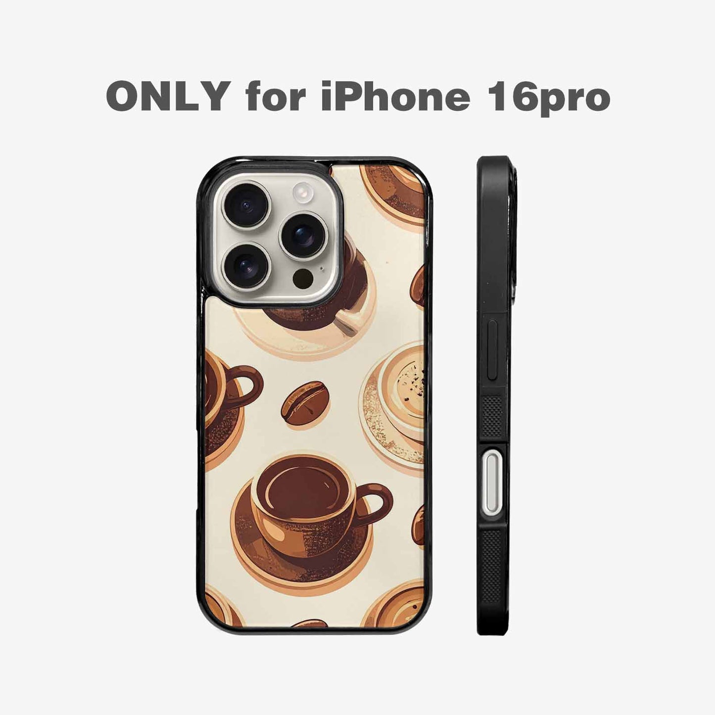 iPhone 16 Pro Case — Coffee Cup And Bean Pattern Seamless, Custom Printed Phone Case