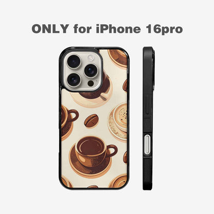 iPhone 16 Pro Case — Coffee Cup And Bean Pattern Seamless, Custom Printed Phone Case