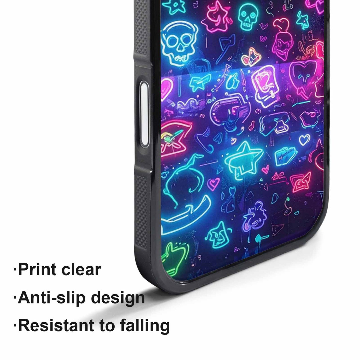 iPhone 17 Pro Case — Neon Glow Sticker Icon Collage Original, Custom Print Case Cover