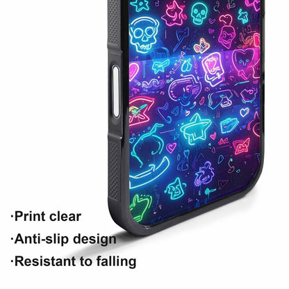 iPhone 17 Pro Case — Neon Glow Sticker Icon Collage Original, Custom Print Case Cover