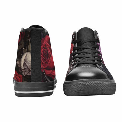 MEN'S Black Gothic Rose High Top Canvas Dreamcore Custom Shoes