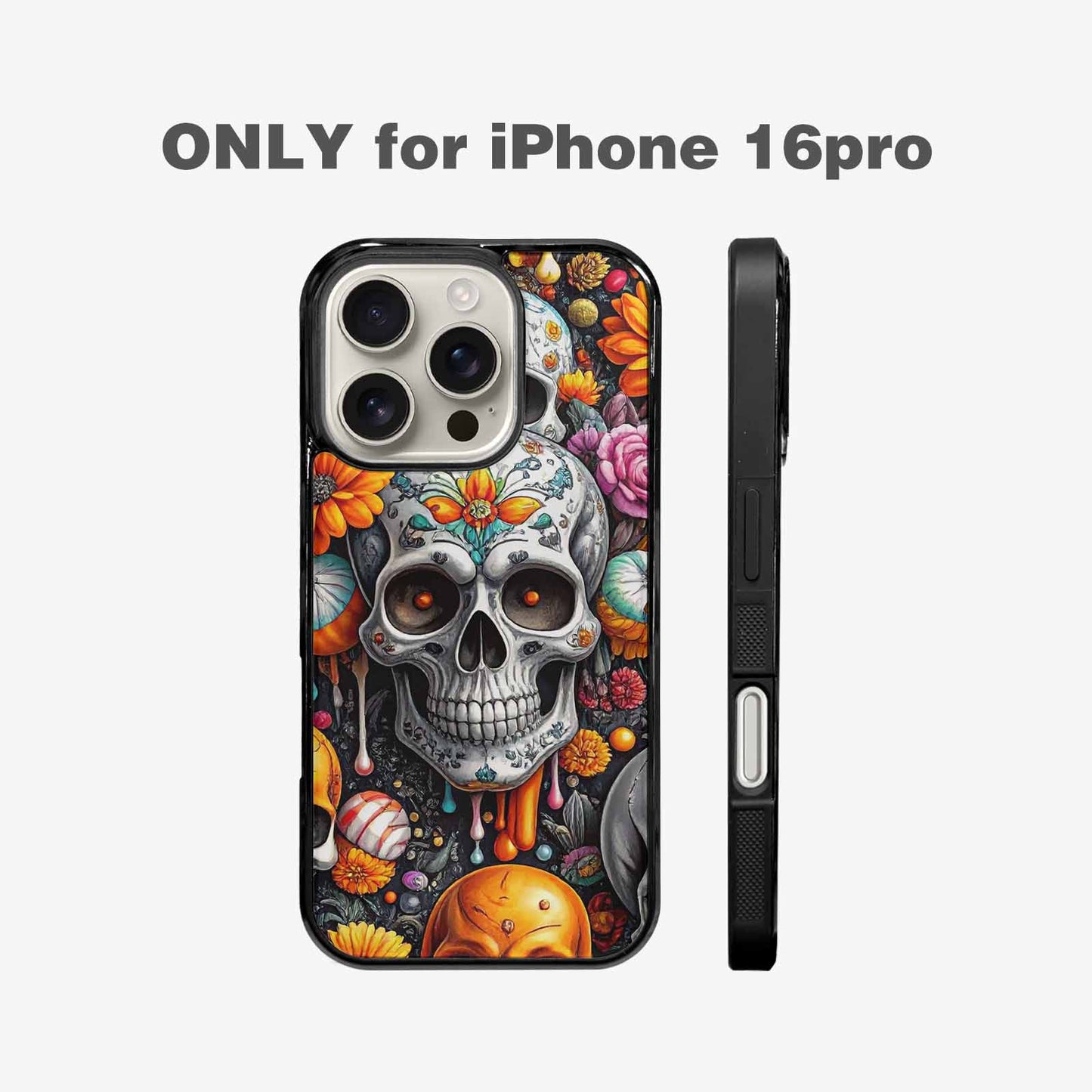 iPhone 16 Pro Case — Greyscale Black And White Dark Black, Customized Protective Case