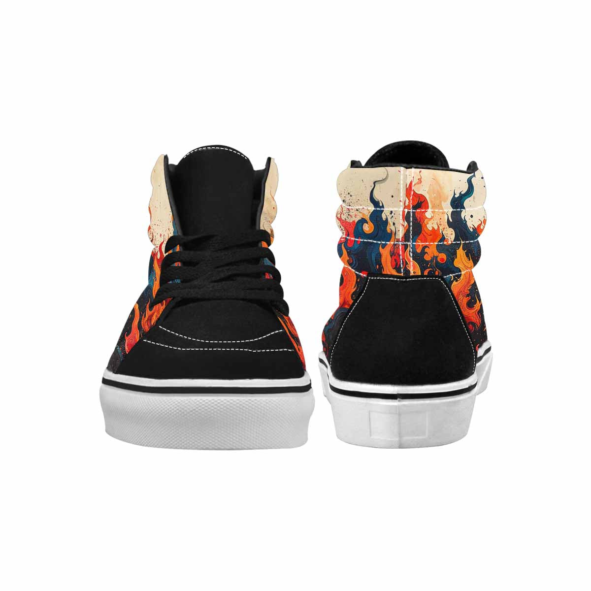 MEN'S Flame Burst High Top Canvas Vibrant Chaos Custom Sneakers
