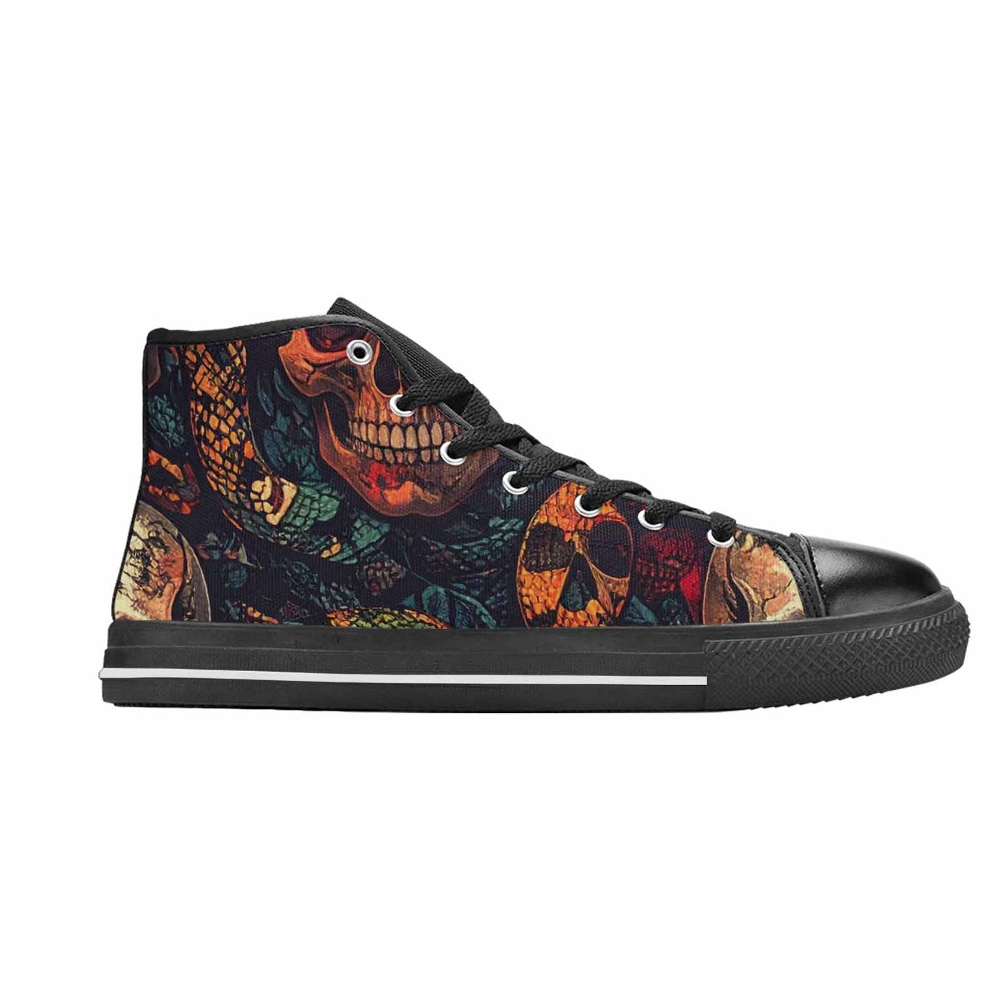 MEN'S Snake Skulls Print High Top Canvas Neon Fantasy Shoes