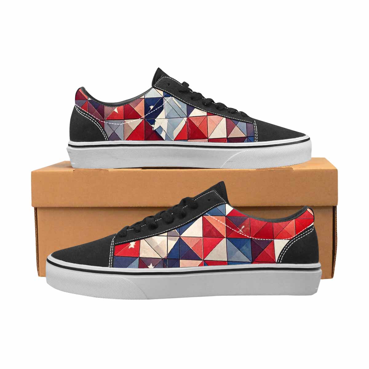 WOMEN'S American Flag Stars Canvas Lace-Up Vivid Custom Sneakers