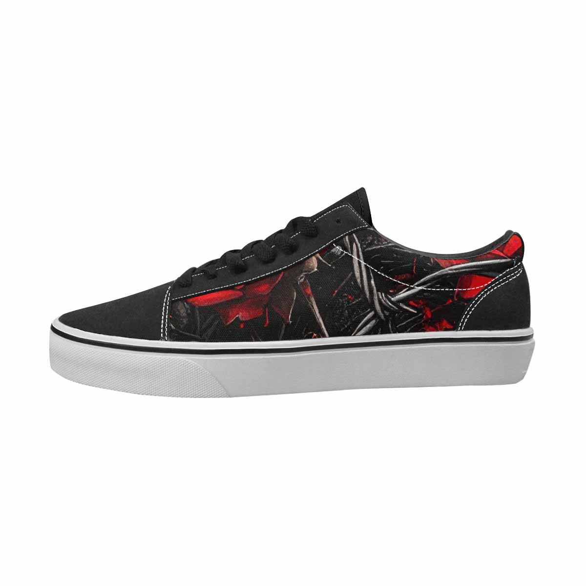 MEN'S Barbed Wire Black & Red Ink Canvas One Of A Kind Surreal Handmade Custom Shoes