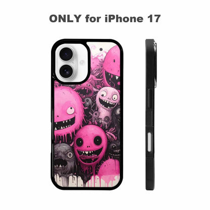 iPhone 17 Case — Black &amp; Pink Ink Cartoon Cute, Personalized Phone Case