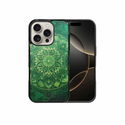 iPhone 16 Pro Case — Green Mandala Bohemian Print Edge To, Personalized Phone Case