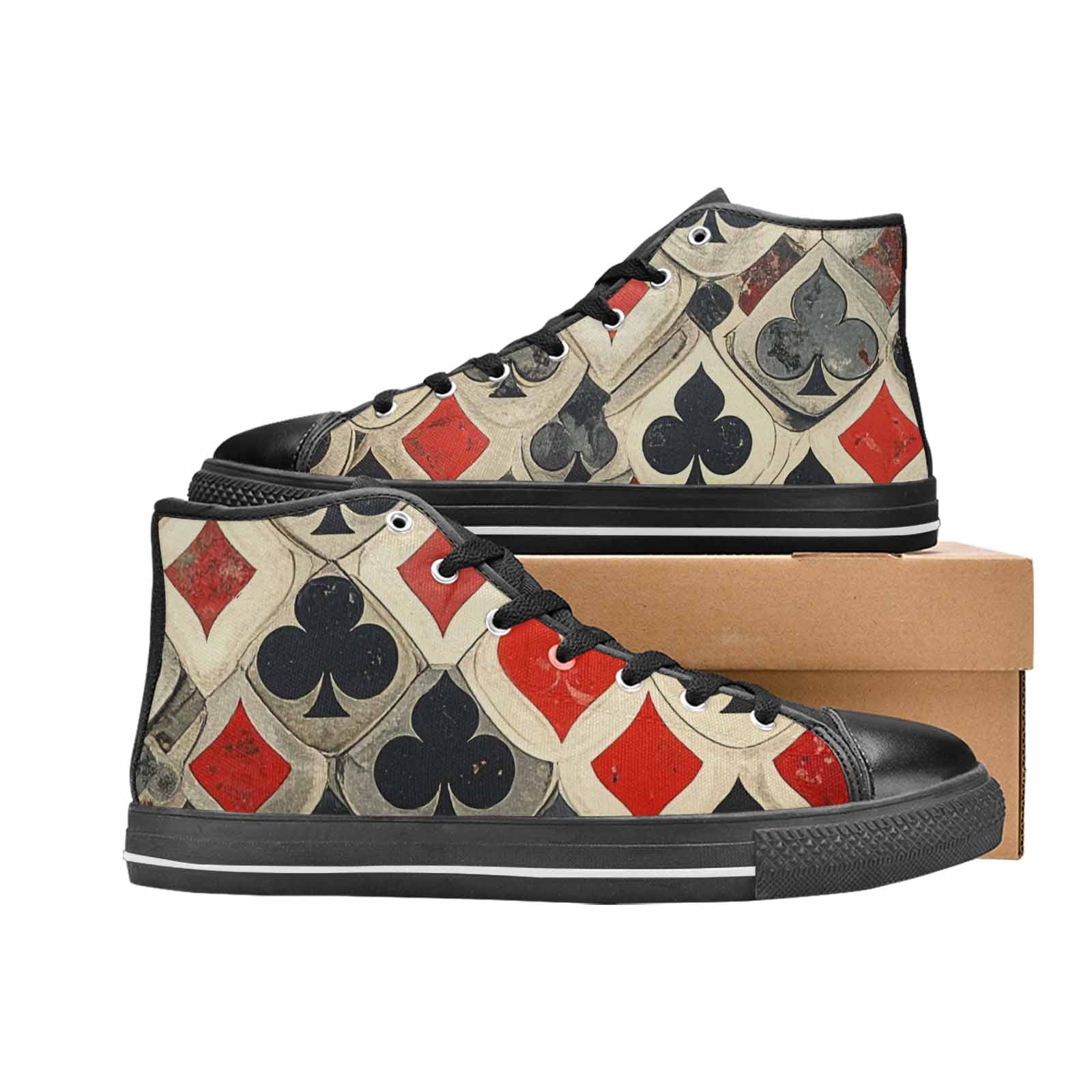 MEN'S Playing Card Suit High Top Canvas Vibrant Chaos Custom Sneakers