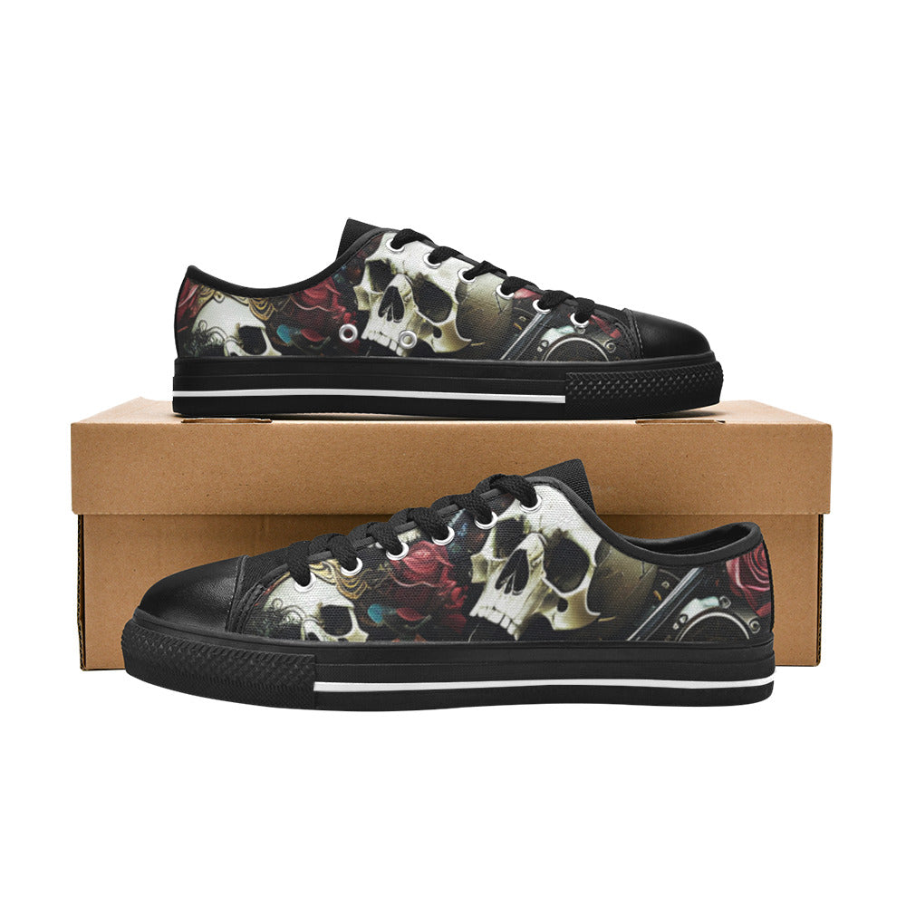 WOMEN'S Rose Skulls Dark 4 Canvas Aesthetic Custom Sneakers