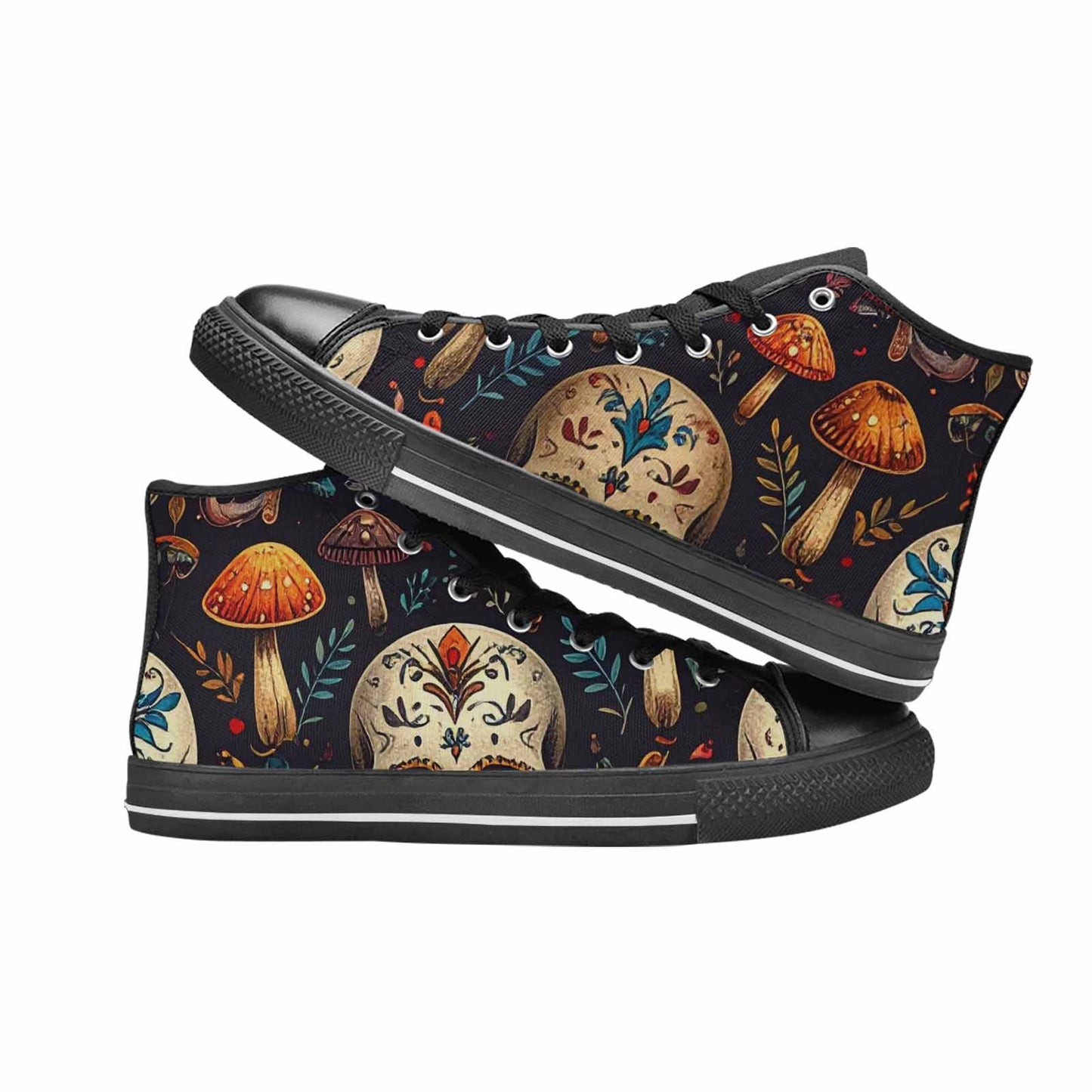 WOMEN'S Mushrooms And Skulls High Top Canvas Y2K Shoes