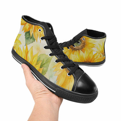 WOMEN'S Sunflowers Watercolor High Top Canvas Y2K Custom Shoes