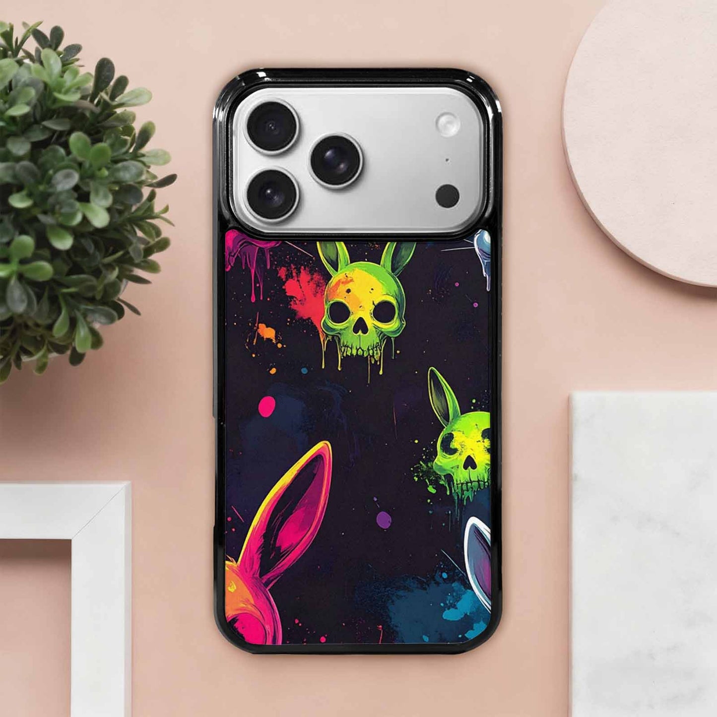 iPhone 17 Pro Max Case — Radioactive Ghost Bunny Skull Gothic Skulls, Unique Phone Case Design
