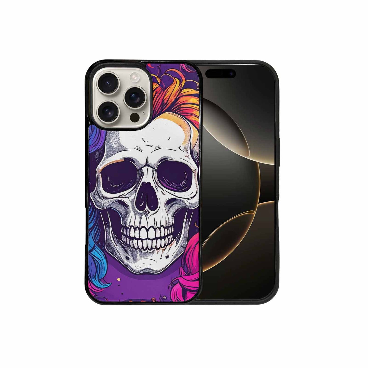 iPhone 16 Pro Max Case — Pride Flag Skulls Seamless Pattern Vibrant, Personalized Phone Case
