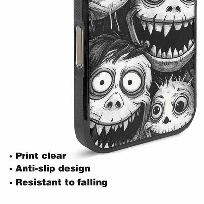 iPhone 16 Pro Max Case — Black And White Monster Face Collage, Original Design Phone Case