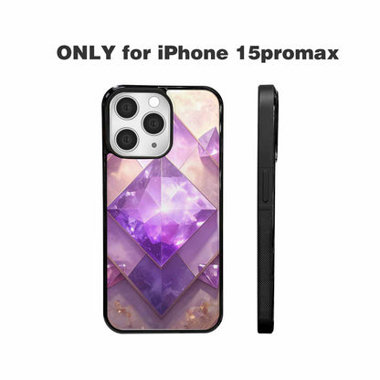 iPhone 15 Pro Max Case — Amethyst Crystal Art Pattern Personalized Phone, Custom Made Phone Cover