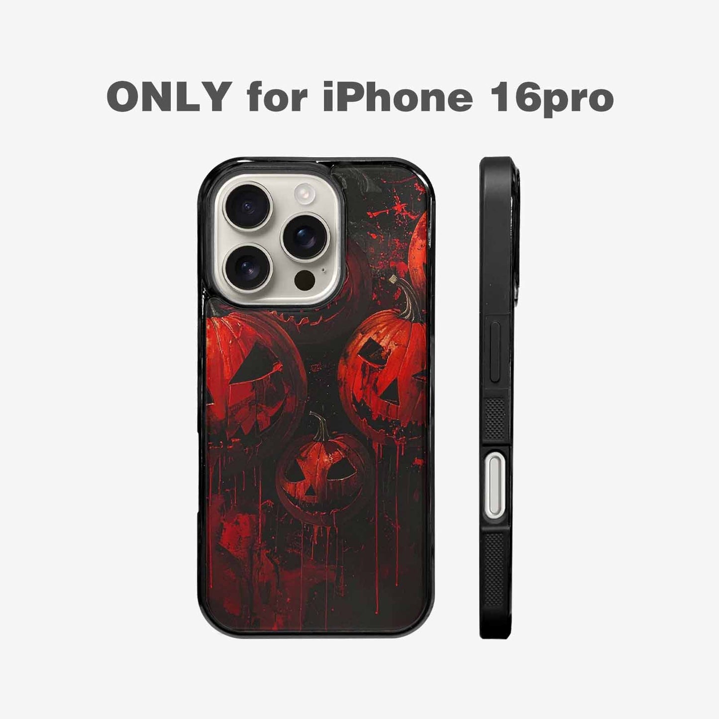 iPhone 16 Pro Case — Bloody Pumpkin Face, Custom Printed Phone Case