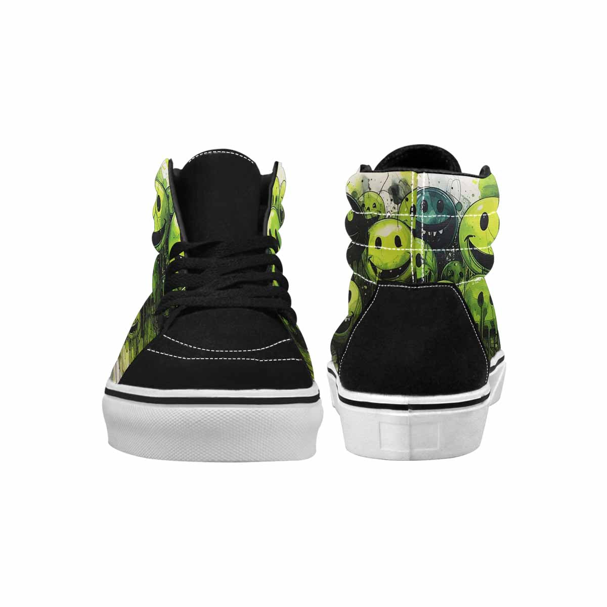 MEN'S Melting Moon Smiley High Top Canvas Wallpaper Art Sneakers