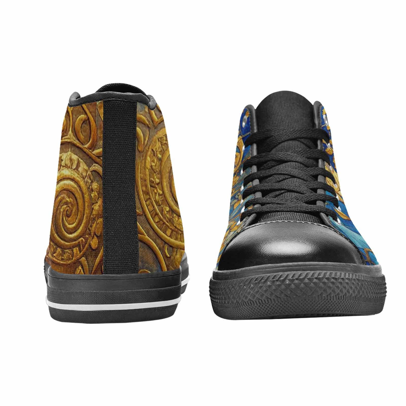 MEN'S Klimt-Style Gold Leaf High Top Canvas Vibrant Chaos Custom Shoes