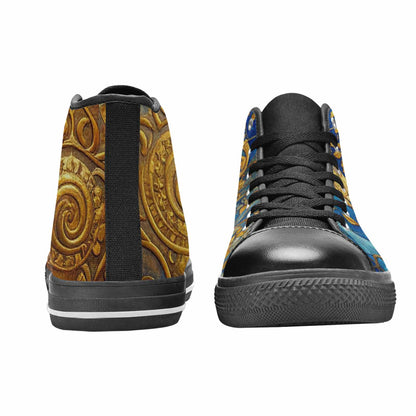 MEN'S Klimt-Style Gold Leaf High Top Canvas Vibrant Chaos Custom Shoes