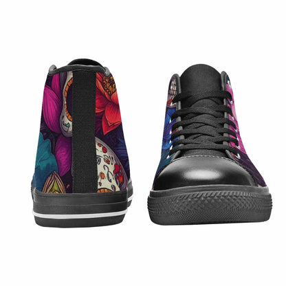 MEN'S Lotus Skulls High Top Canvas Neon Fantasy Shoes