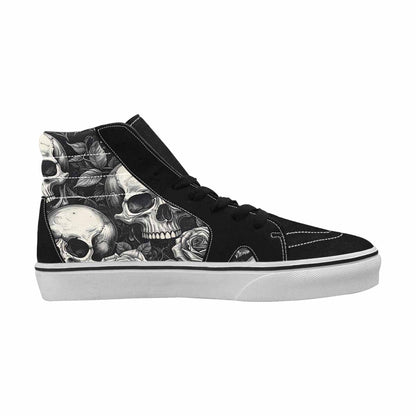 MEN'S Skulls Roses Black Ink High Top Canvas Cottagecore Custom Shoes