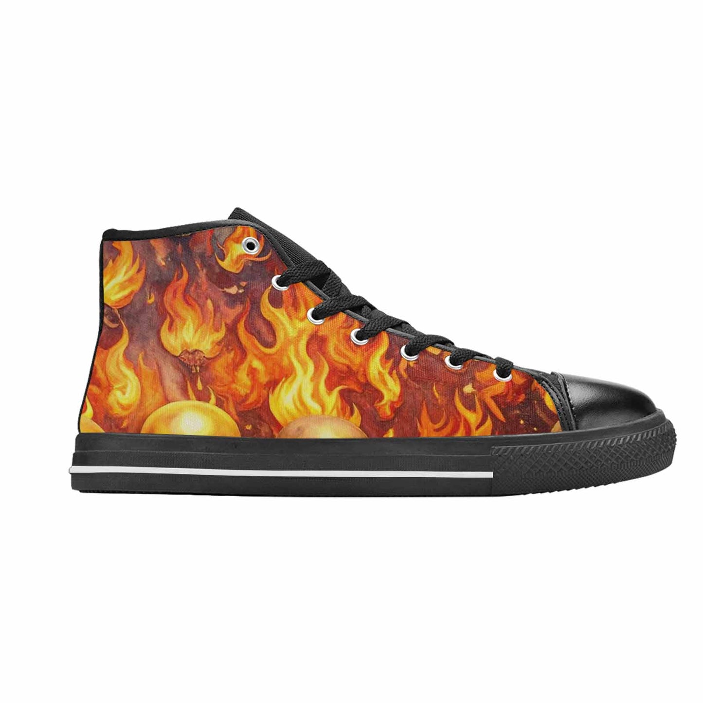 MEN'S Skulls - Flaming High Top Canvas Aesthetic Custom Sneakers