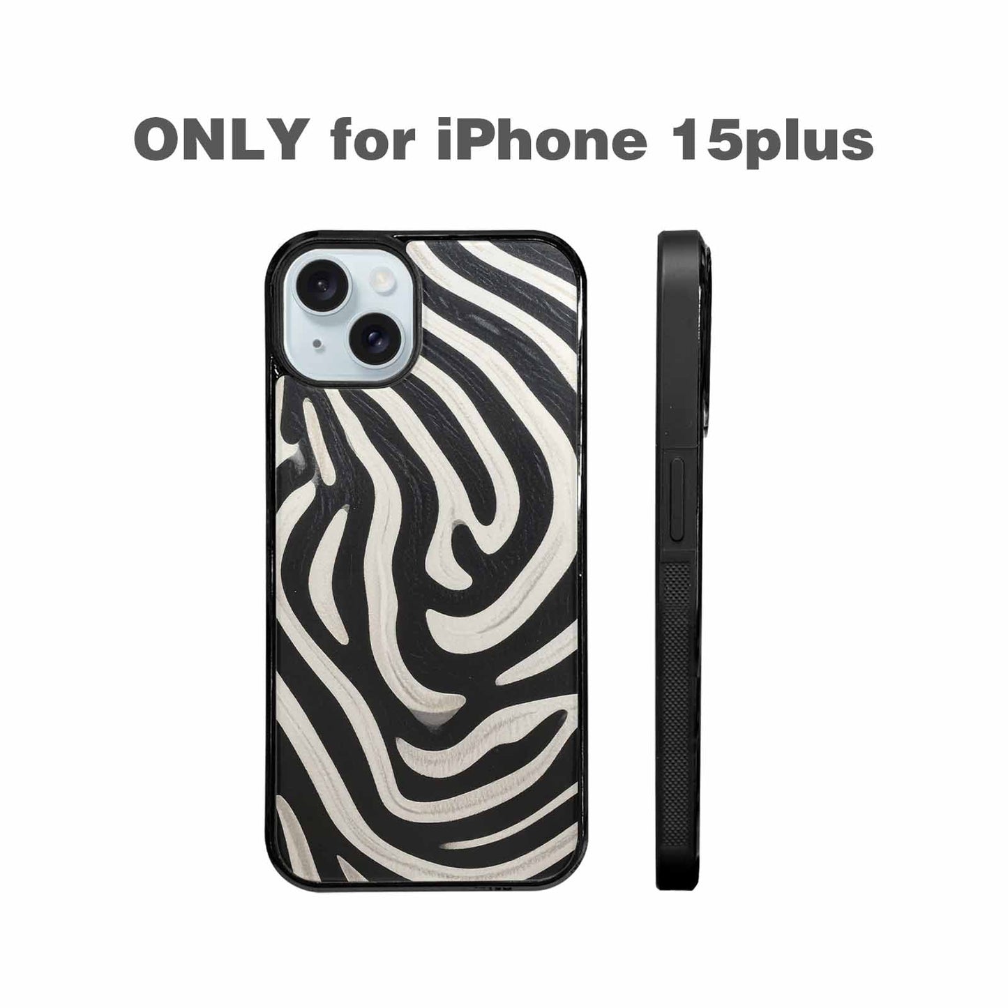 iPhone 15 Plus Case — Modern Zebra Stripe Solid Print Crisp, Custom Made Phone Cover