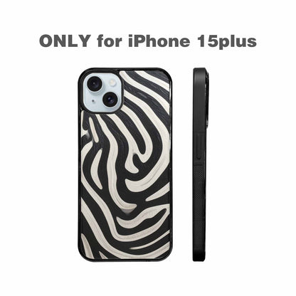 iPhone 15 Plus Case — Modern Zebra Stripe Solid Print Crisp, Custom Made Phone Cover