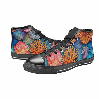 MEN'S Fish Scale Coral High Top Canvas Cottagecore Shoes