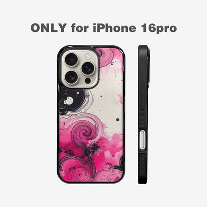 iPhone 16 Pro Case — Van Gogh Swirl Black Pink Ink, Customized Protective Case