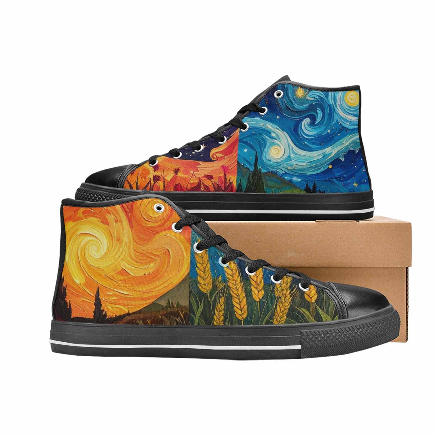 MEN'S Van Gogh-Style Swirl High Top Canvas Dreamcore Shoes
