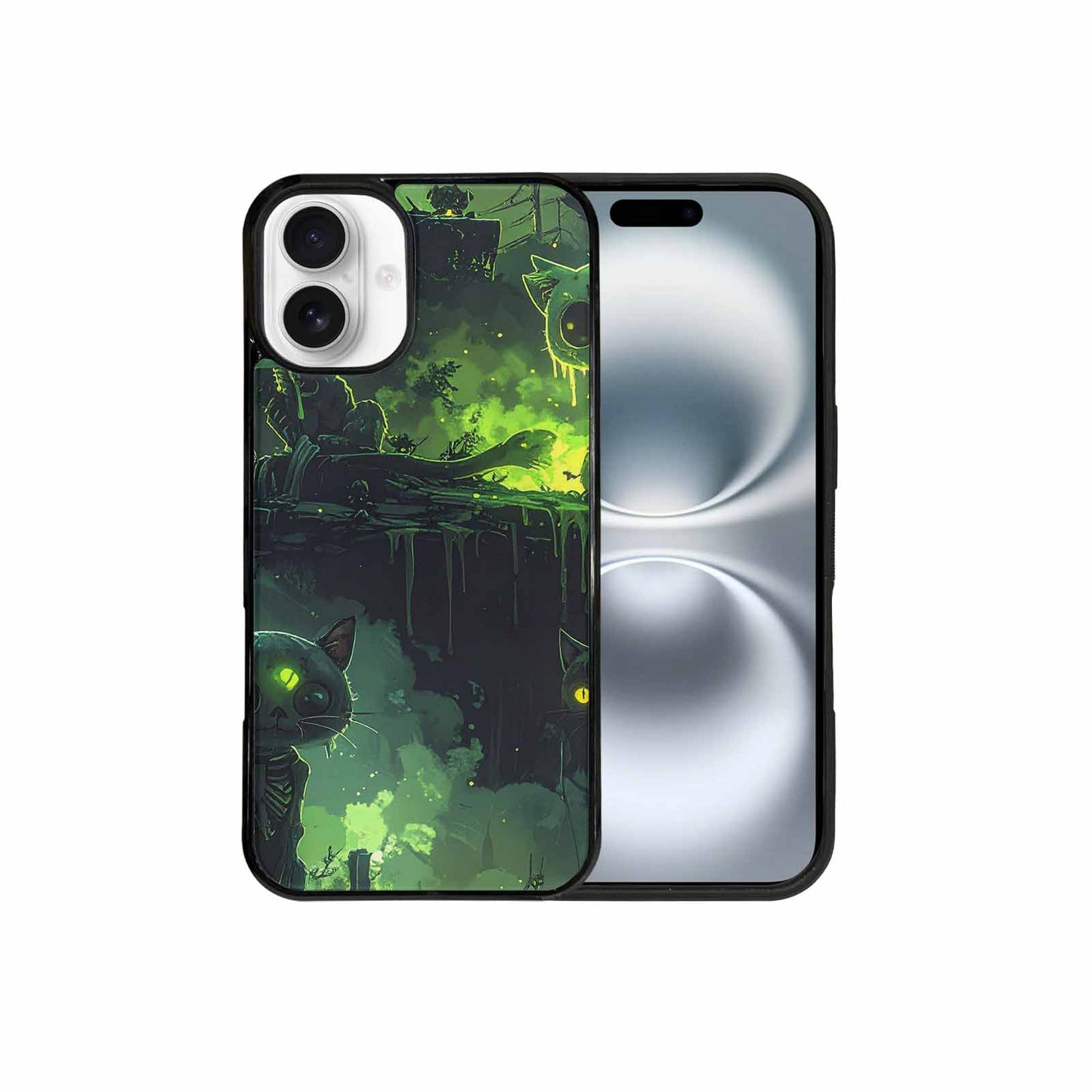 iPhone 16 Plus Case — Toxic Melting Skeleton Cats Small Toxic, Custom Art Phone Cover